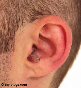  ear wearing  Etymotic ResearchETY Plugs, side angle view